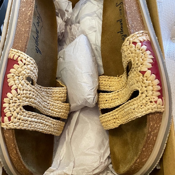 Free People Crete Cream Footbed Sandals with red accents - Picture 6 of 6